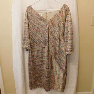 Vintage London Times Multicolored Patterned Semi-Formal Knee Length Party Dress